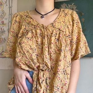 yellow floral babydoll blouse